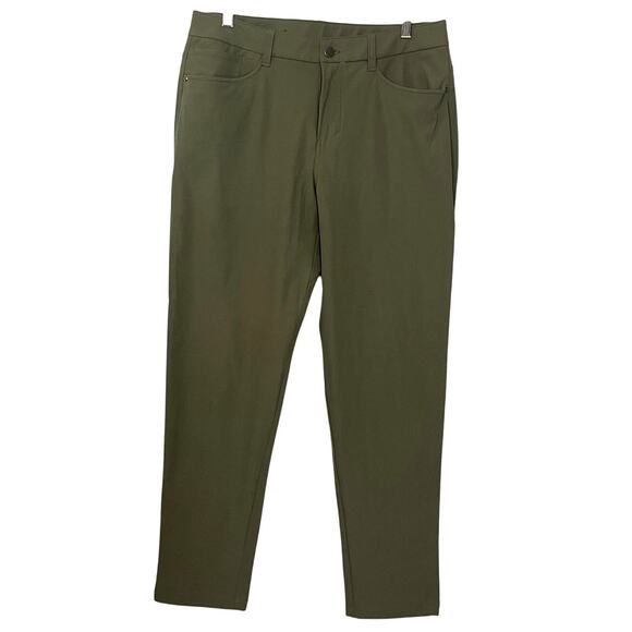 Lululemon ABC Classic Fit 5 Pocket Pant Warpstreme Mens 31 Olive Green Business - Picture 2 of 10